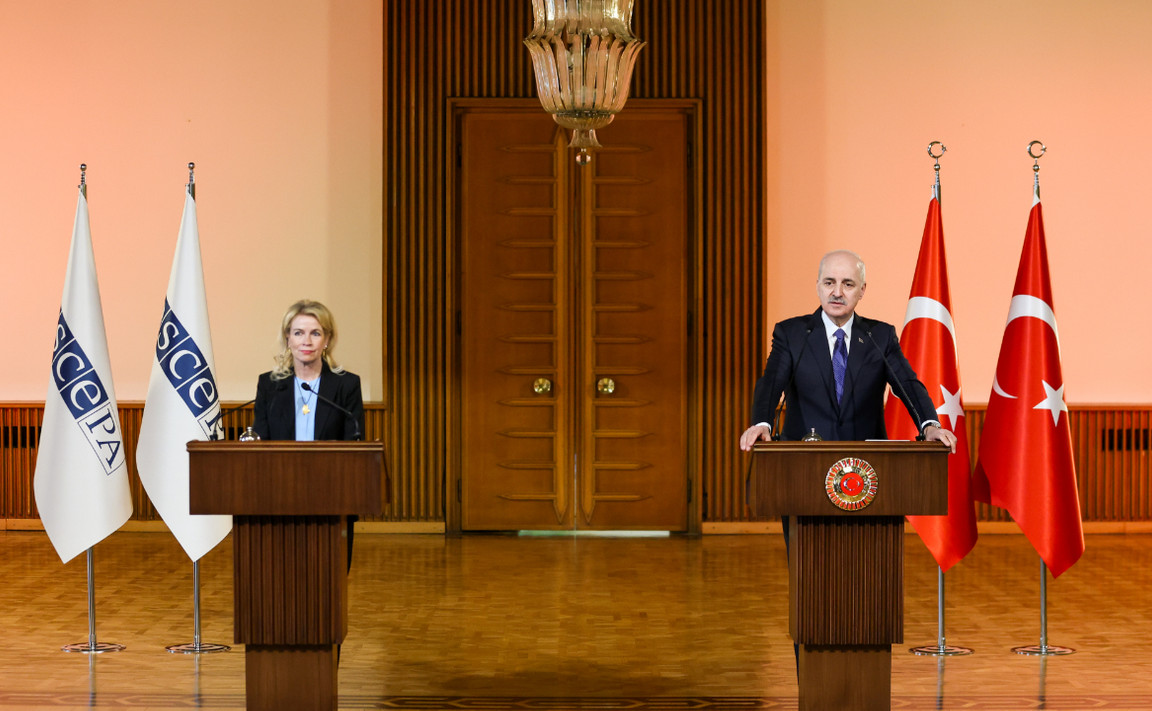 TBMM Başkanı Kurtulmuş ile AGİT PA Başkanı Kauma Ortak Basın Toplantısı Düzenledi