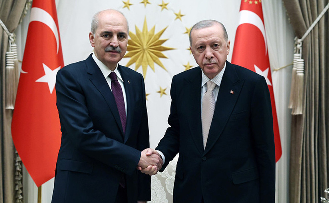 CUMHURBAŞKANI ERDOĞAN, TBMM BAŞKANI KURTULMUŞ'U KABUL ETTİ