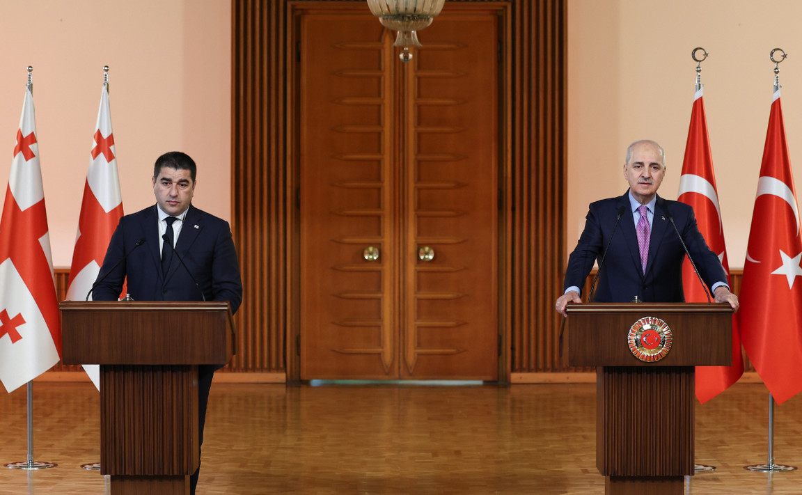 TBMM Başkanı Kurtulmuş, Gürcistan Parlamentosu Başkanı Papuashvili İle Ortak Basın Toplantısı Düzenledi