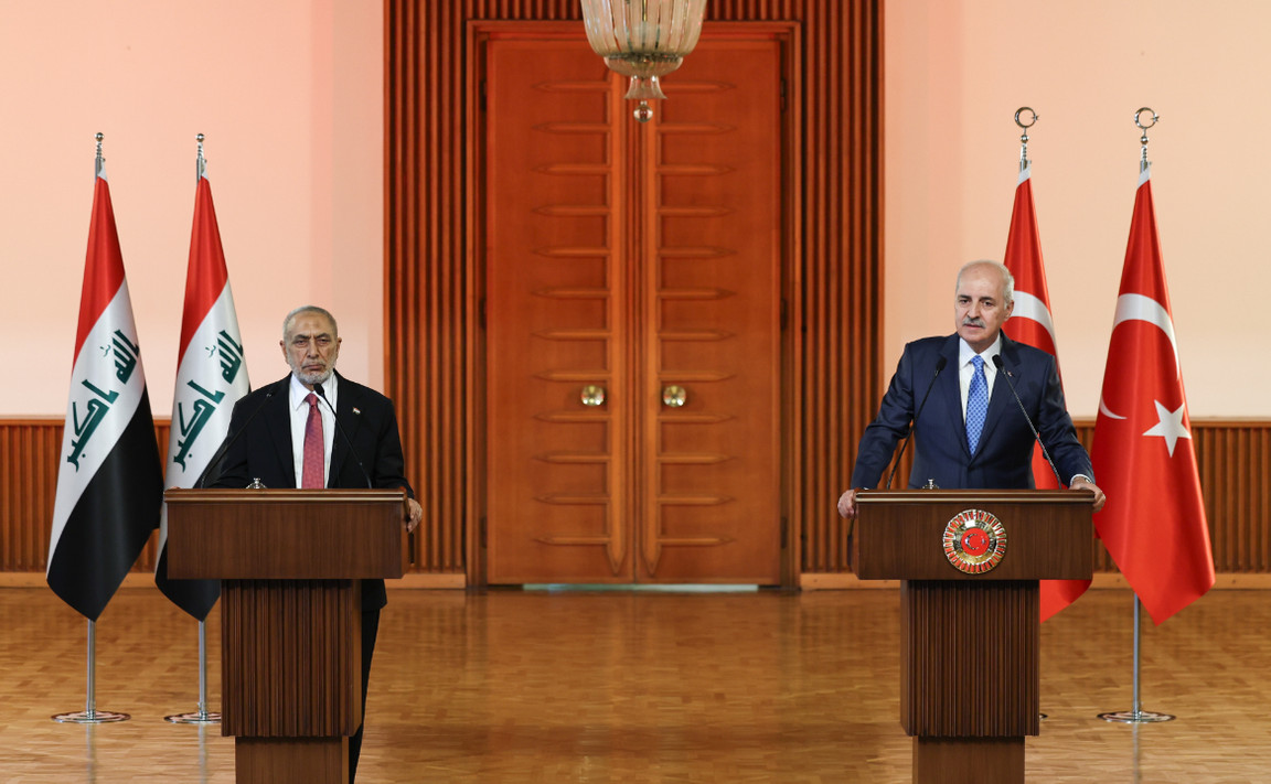 TBMM Başkanı Kurtulmuş, Irak Temsilciler Meclisi Başkanı Meşhedani İle Ortak Basın Toplantısı Düzenledi