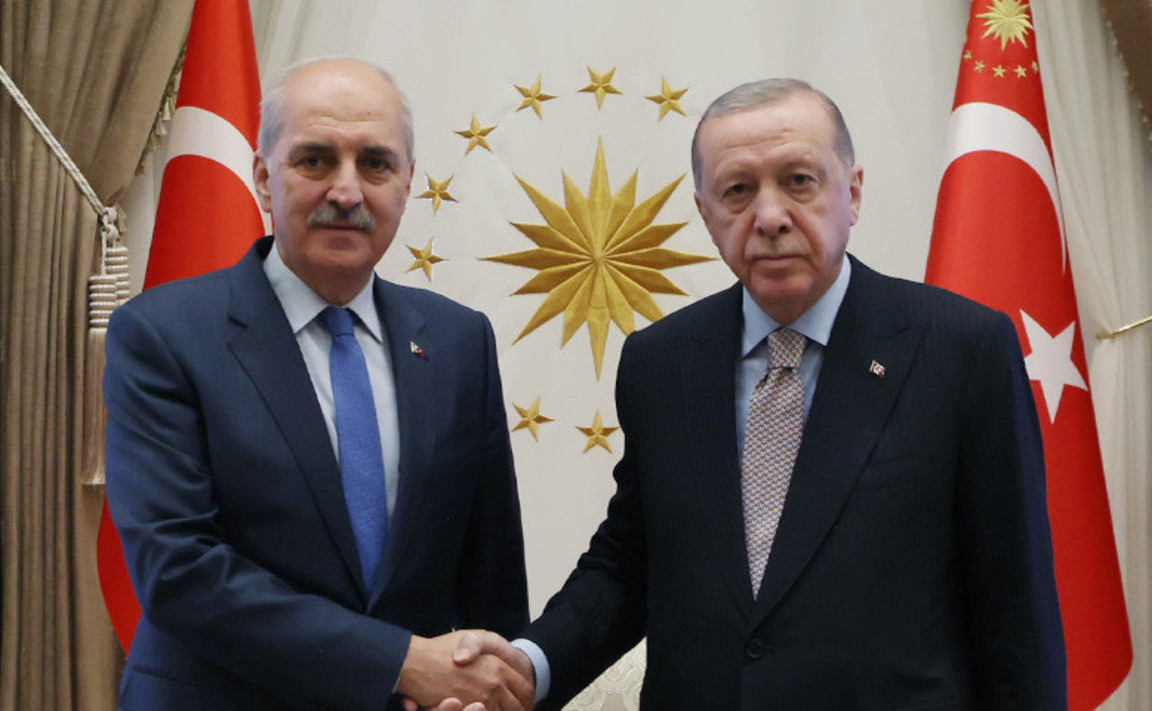 CUMHURBAŞKANI ERDOĞAN, TBMM BAŞKANI KURTULMUŞ'U KABUL ETTİ