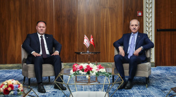 TBMM BAŞKANI KURTULMUŞ, KKTC CUMHURİYET MECLİSİ BAŞKANI ÖZTÜRKLER İLE GÖRÜŞTÜ