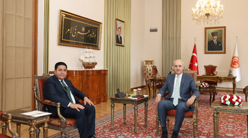 TBMM Başkanı Kurtulmuş Yeni Yol Partisi Grup Başkanı Kaya’yı Kabul Etti