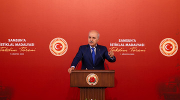 TBMM BAŞKANI KURTULMUŞ, SAMSUN’A İSTİKLAL MADALYASI TAKDİM TÖRENİ’NDE KONUŞTU