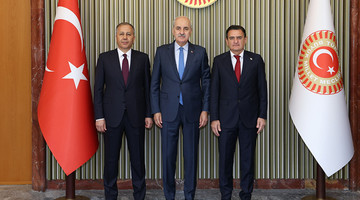TBMM BAŞKANI KURTULMUŞ, İÇİŞLERİ BAKANI YERLİKAYA VE KKTC İÇİŞLERİ BAKANI OĞUZ’U KABUL ETTİ