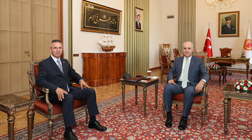TBMM Başkanı Kurtulmuş, Filistin’in Ankara Büyükelçisi Mustafa’yı Kabul Etti
