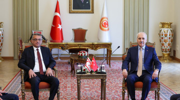 TBMM Başkanı Kurtulmuş, KKTC Cumhurbaşkanı Erhürman İle Görüştü