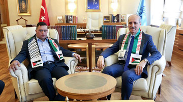 Kurtulmuş, Filistinli down sendromlu gençle buluştu