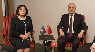 TBMM BAŞKANI KURTULMUŞ, AZERBAYCAN MİLLİ MECLİS BAŞKANI GAFAROVA İLE GÖRÜŞTÜ