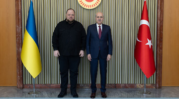 TBMM BAŞKANI NUMAN KURTULMUŞ, UKRAYNA MECLİS BAŞKANI RUSLAN STEFANCHUK GÖRÜŞTÜ