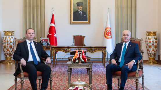 Kuzey Makedonya Meclis Başkanı Afrim Gaşi ile Makamda G&ouml;r&uuml;şme
