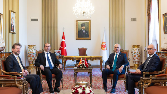 Kuzey Makedonya Meclis Başkanı Afrim Gaşi ile Makamda G&ouml;r&uuml;şme