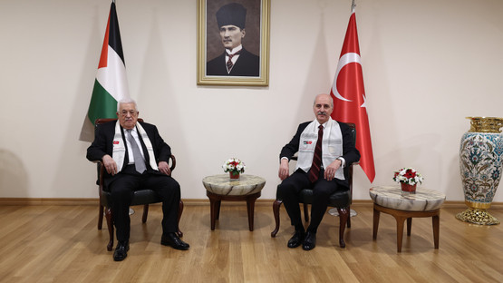 Filistin Devlet Başkanı Mahmud Abbas ile Genel Kurul Makamda G&ouml;r&uuml;şme