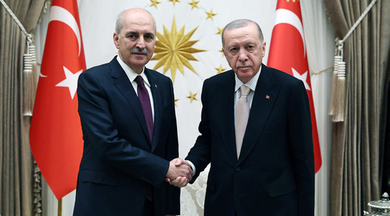 CUMHURBAŞKANI ERDOĞAN, TBMM BAŞKANI KURTULMUŞ'U KABUL ETTİ