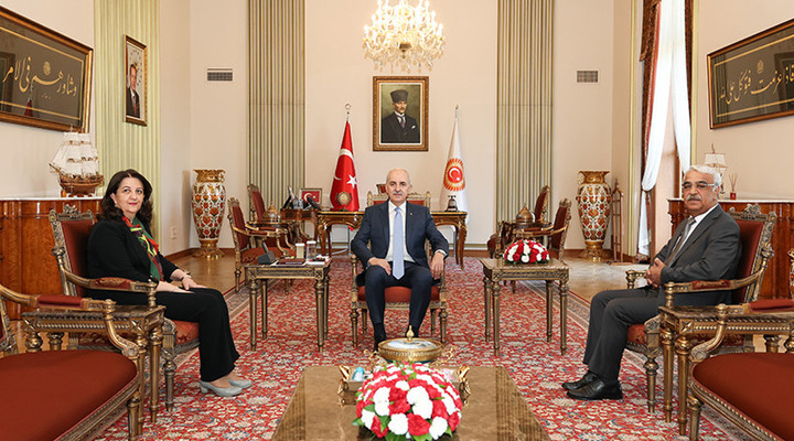 TBMM Başkanı Kurtulmuş, TBMM Başkanvekili Pervin Buldan ve DEM Partili Sancar'ı Kabul Etti