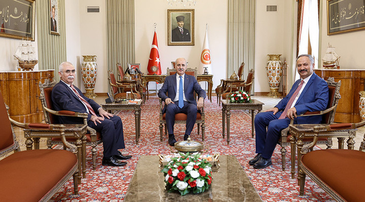 TBMM BAŞKANI KURTULMUŞ, AYM BAŞKANI ÖZKAYA'YI KABUL ETTİ