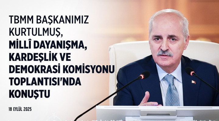 TBMM Başkanı, Milli Dayanışma, Kardeşlik ve Demokrasi komisyonu toplantısının kapanışında konuştu.