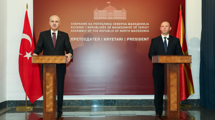 TBMM Başkanı Kurtulmuş, Kuzey Makedonya Meclis Başkanı Gaşi İle Ortak Basın Toplantısı Düzenledi