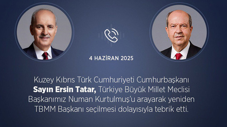 KKTC CUMHURBAŞKANI TATAR'DAN TBMM BAŞKANI KURTULMUŞ'A TEBRİK TELEFONU