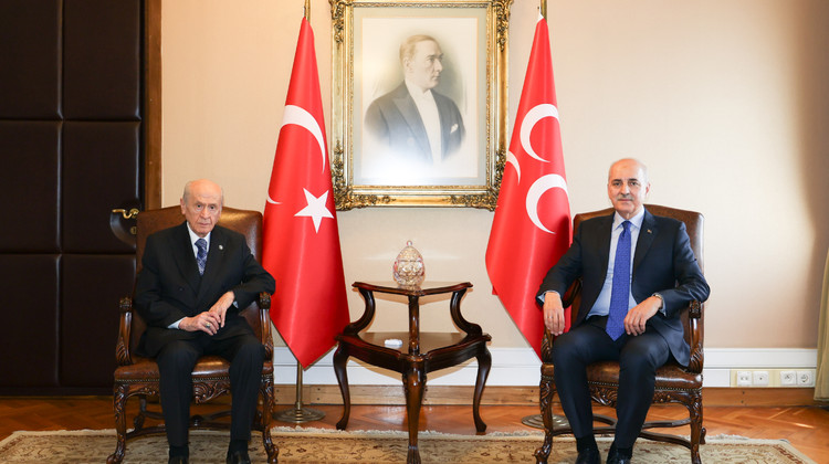 TBMM Başkanı Kurtulmuş, Mhp Genel Başkanı Bahçeli'yi Ziyaret Etti