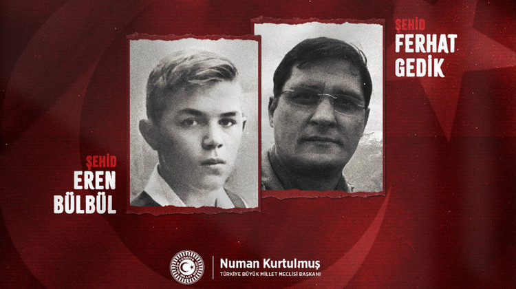 TBMM BAŞKANI KURTULMUŞ, ŞEHADETLERİNİN YIL DÖNÜMÜNDE EREN BÜLBÜL VE FERHAT GEDİK’İ ANDI