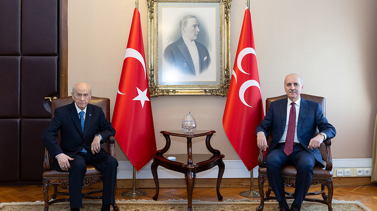 TBMM BAŞKANI KURTULMUŞ, MHP GENEL BAŞKANI BAHÇELİ'Yİ ZİYARET ETTİ