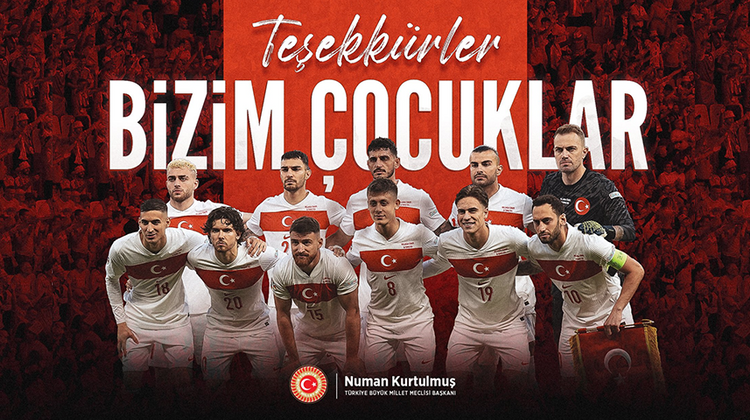 TBMM BAŞKANI KURTULMUŞ'TAN A MİLLİ FUTBOL TAKIMI'NA "TEŞEKKÜR" MESAJI