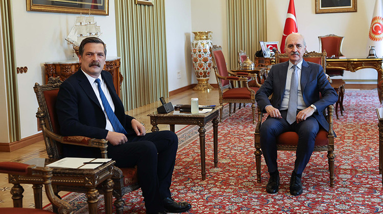 TBMM BAŞKANI KURTULMUŞ, TÜRKİYE İŞÇİ PARTİSİ GENEL BAŞKANI BAŞ'I KABUL ETTİ